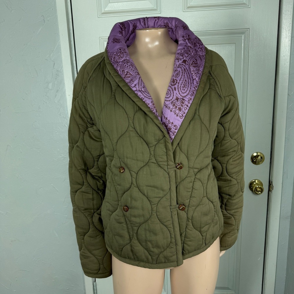 Xirena Harlowe Women Quilted Jacket Small Cotton Paisley Button Reversible PP1